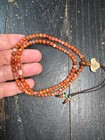 Mini Nanhong Agate 108 Mala Necklace   Bodhi Guru   Deer Antler Pendant