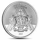 2023 1 Oz St  Lucia Coat Of Arms Silver Coin  bu 