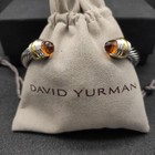 David Yurman4mm Sterling Silver Red Topaz   18k Gold Cable Classic Bracelet