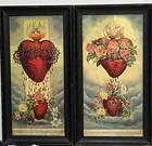 Very Old Rare Sacred Heart Jesus Mary Litho Print Our Blessed Lady Of Victory