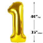 Gold 1 Balloon foil Birthday Number Balloons 40 Inch Decorations Men Women