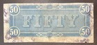 1864  50 Csa Confederate States America Richmond Civil War Note