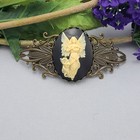 Vintage Cameo Lady Angel Black Hair Barrette 