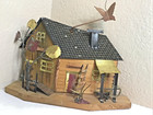1970 s Folk Art Mcm Trading Post Copper Brass Wood Wall Hanging Music Box Art