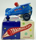 Vintage Training Plane Wind Up Tin Litho Toy Airplane Blue
