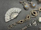 Vtg Spun Wire Silver Filigree Jewelry Lot Brooches Earrings Bracelets Necklace