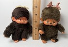 Vintage Monchichi Girl Dolls With Bows Sekiguchi Plush Toy Monkey 5   