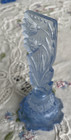 Vintage Czech Art Deco Blue Glass Perfume Bottle Beautiful Cut Glass Flowers 6 