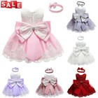 Flower Girls Bridesmaid Dress Baby Kids Party Lace Bow Wedding Dresses Princess