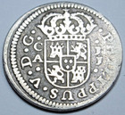 1719 Spanish Silver 1 2 Reales Antique Colonial Cross 1700s Pirate Treasure Coin