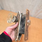 Vintage 12 Point Glass Door Knob Set Mortise Lock With Backplates