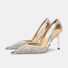 Women Elegant High Heel Sandals Pointed Toe Hollow Stiletto Dress Shoes