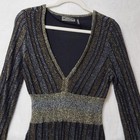 Guess Sweater Dress Womens Large Metallic Knit Long Sleeve V Neck Party Shimmer