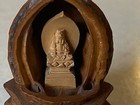 Vintage Miniature Carved Nut Or Pit Oriental Asian Figurine Buddha   1 5  Tall