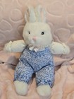 Vintage Dakin White   Bue Floral Outfit Bunny Rabbit Easter  Plush  