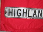 Vintage Retired  highland Rd   30 X 6 Embossed Road street Sign