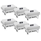 6 Pack 8qt Chafing Dish Food Warmer Stainless Steel Buffet Chafer W foldable Leg