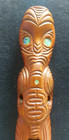 Maori Large Wood Carved Statue Figure Tiki Tekoteko Flute Abalone Eyes 10 