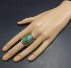 Kelsey Jimmie Tufa Cast Sterling Silver Sonoran Turquoise Ring Size 8 Capricorn