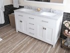60  White Double Bathroom Vanity Cabinet Carrara Marble Countertop Square Sinks