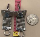 Grandpa   s Vintage Mesh Link Cufflinks Brutalist Blue Rectangle Focal Point