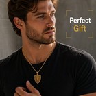 Men s Saint Michael Shield Necklace Gold Stainless Steel Archangel Pendant
