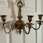 Vintage Wall Sconce Candle Heavy Brass 3 Three Armed Candelabra Victorian 1950