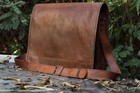 Men s Genuine Vintage Leather 18  Messenger Laptop Briefcase Satchel Brown Bag