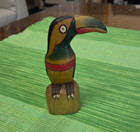 Vintage Hand Carved   Painted Toucan Out Of Balsa Wood - 4 1 2  Tall