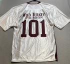 Wild Turkey Bourbon Football Jersey 101  Shirt White Burgundy Mens Size L