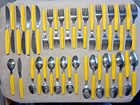 49  Vintage Off Yellow  Plastic Handle Flatware Silverware - Stainless Taiwan