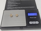 10k Pave  Crystal Ornate Half Ball Gold Pierced Earrings  Broken Stud 1 3 Grams