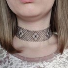 Handmade Czech Glass Beaded Choker  Gray Black Boho Silyanka Necklace