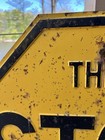 Yellow Stop Sign Stop Thru Highway Embossed Steel Road Highway Sign 1940s Era