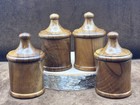 Matching Set Of 4 Antique Treen Lidded Spice Containers Wood Storage Jars 4 3 8   