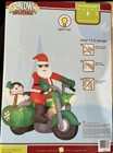 Gemmy 7ft Lighted Santa And Snowman On Motorcycle Airblown Inflatable Christmas