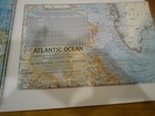 Vintage Atlantic Ocean Floor Map National Geographic June 1968