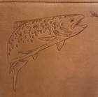 Vtg Brown Leather Zip Planner 7-ring Binder Devinci Hand Crafted Trout fly