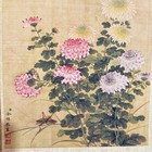 Old Chinese Qing Dynasty Style Yu Zhi Flower Bird Scroll Hand Painted Silk Paint
