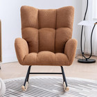 Nursery Wingback Glider Rocker With Safe Solid Wood Base Soft Fabric Rocking Cha