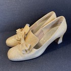 Vintage 1950s Gold Brocade Bow Pumps Size 6 5 M By Flings Sparkly Heels Shoes