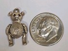 Sterling Silver   Teddy Bear Charm   Arms   Legs Move   Lilac Stone Eyes Vintage