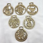 Brass Horse Medallion Lot Of 6 Vintage English Coin Penny Pence Farthing Harness