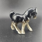 Vintage Porcelain Foal Horse Figurine Glossy Black White Japan 3 x2 5 