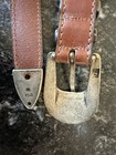 Vtg Western 4 Piece Belt Buckle Ranger Engraved Silver 26  Leather Brown Belt