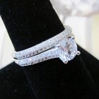 New Cz Stone Elegant Micro Paved 2 Ring Silver Platinum Rhodium Sz 5  6  7  8  9
