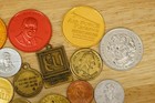 Vintage Estate Lot Metal Coin Token Lot Bank Advertising Air Force Mardi Gras