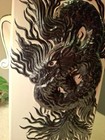 Vintage White Black Vase Dragon Hollenbaugh Ceramics Avon Park Florida  9 5 tall