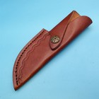 Leather Knife Sheath Only Brown Fixed Blade Belt Case 6 5 x 3 5  Border Stamped