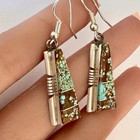 Navajo Turquoise Earrings  8 Mine Sterling 925 Signed Francisco Hook Dangle